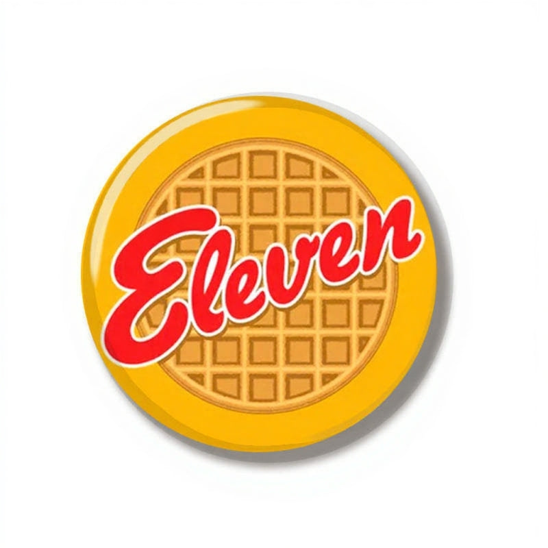 Badge 44 mm Stranger Things gaufre Eleven vu de face