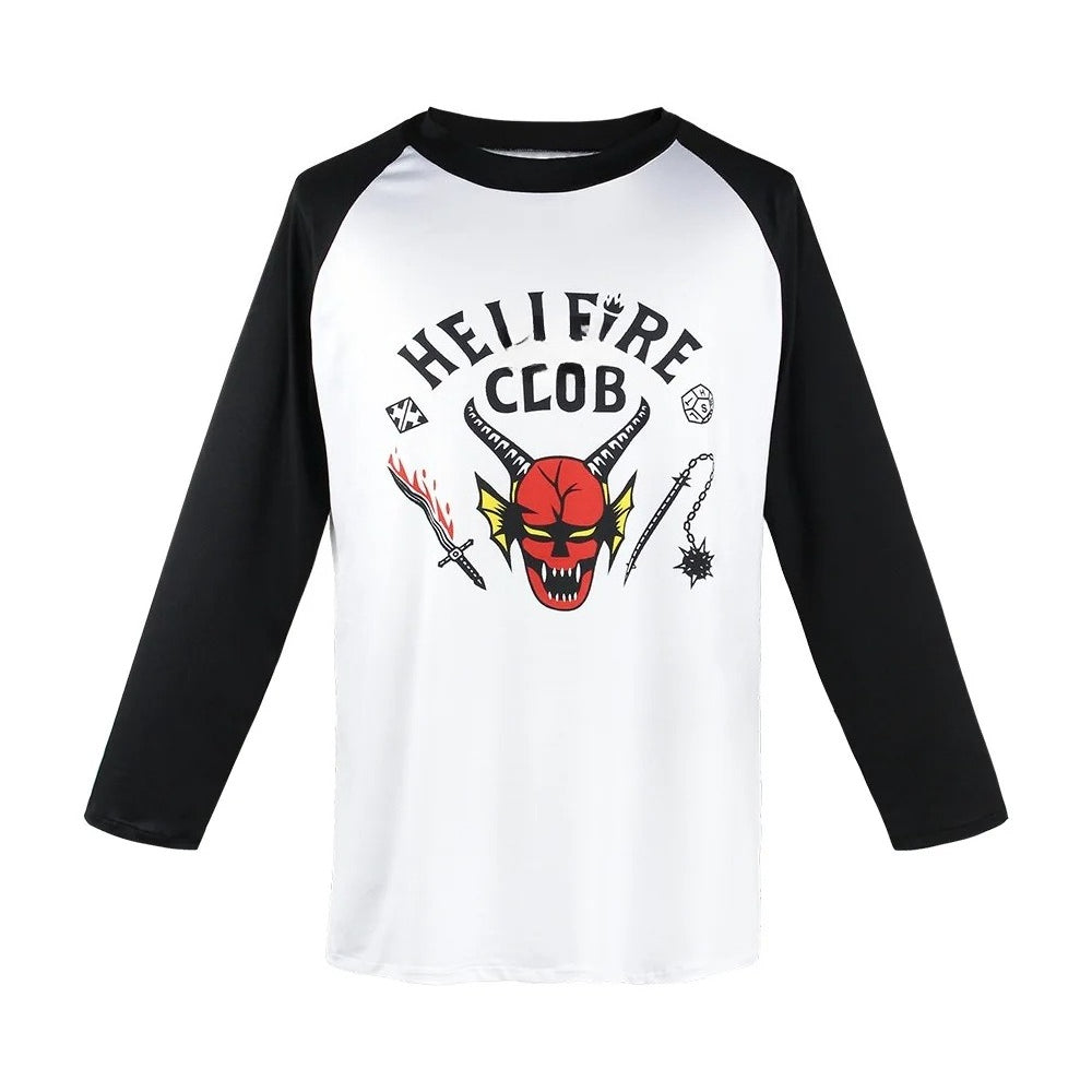 T-shirt homme manches longues Stranger Things Hellfire Club vu de face