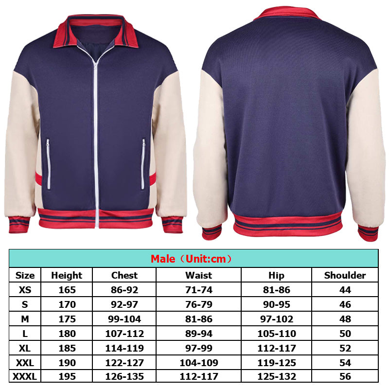 Veste de survêtement Stranger Things bleu marine et blanc vu de face