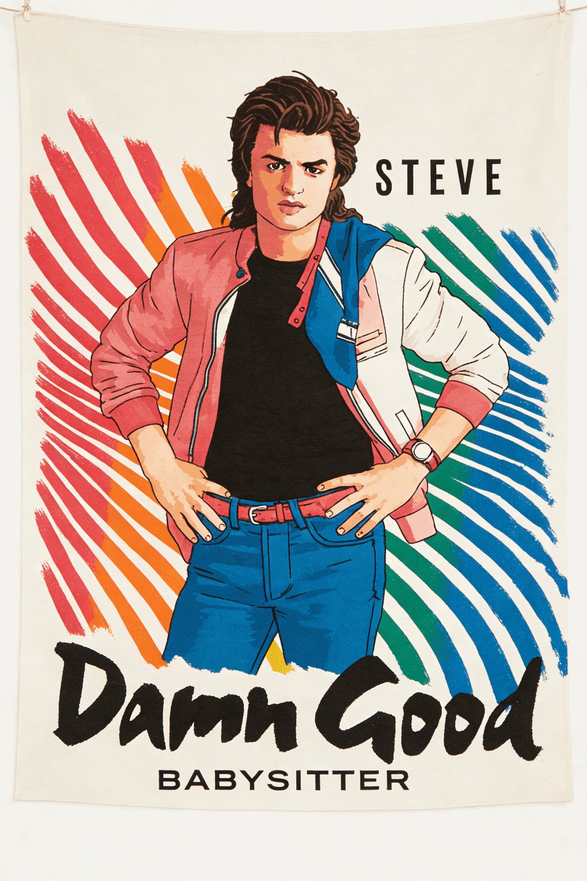Tapisserie Stranger Things Steve Harrington Damn Good Babysitter vu de face
