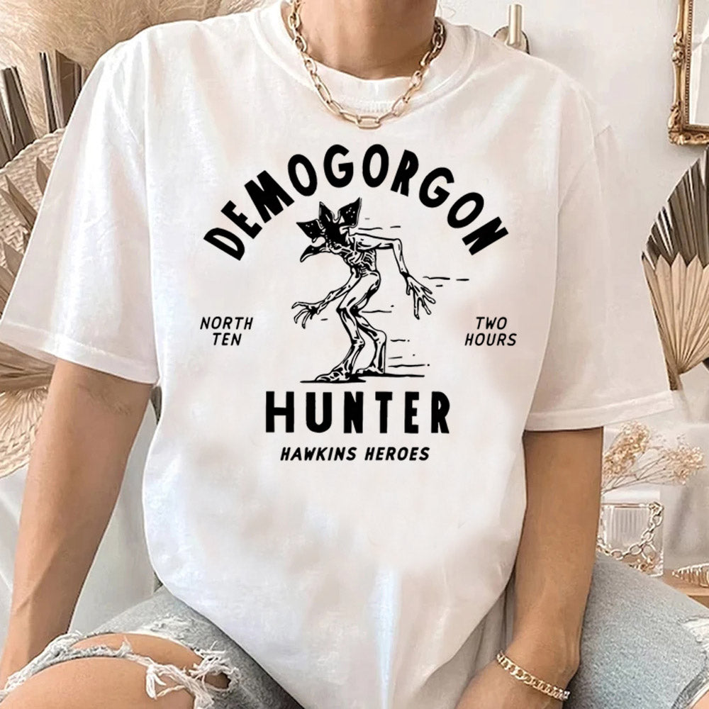 T-shirt femme Stranger Things Demogorgon Hunter Hawkins Heroes vu de face