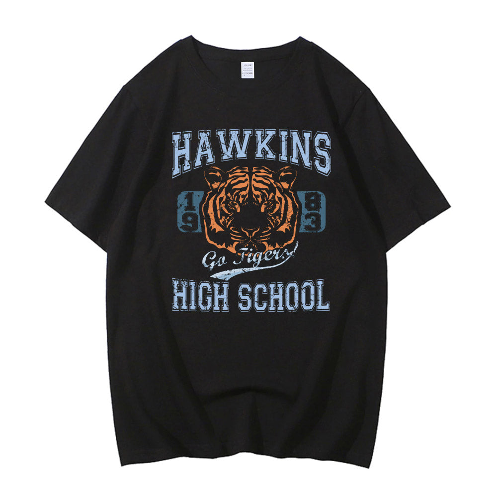 T-shirt homme Stranger Things Hawkins High School Go Tigers vu de face