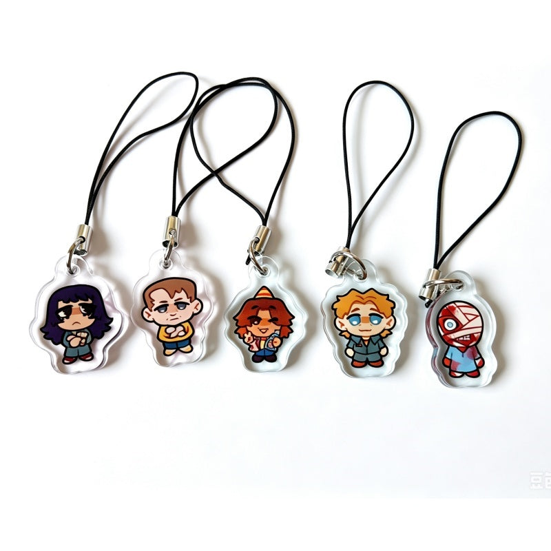 Lot de 5 dragonnes de téléphone Stranger Things personnages dessinés vu de face