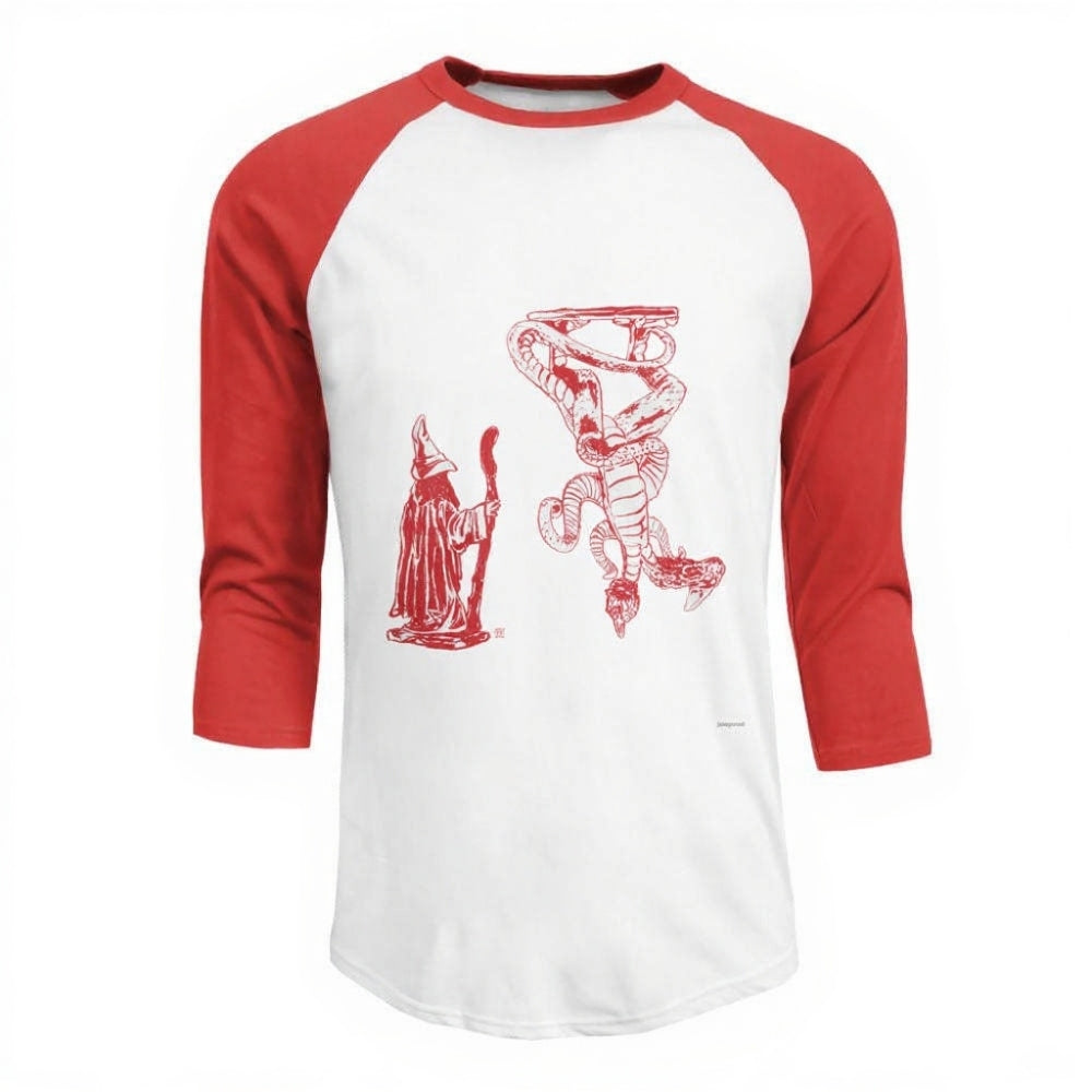 T-shirt homme baseball manches 3/4 Stranger Things croquis du Demogorgon – coloris Rouge