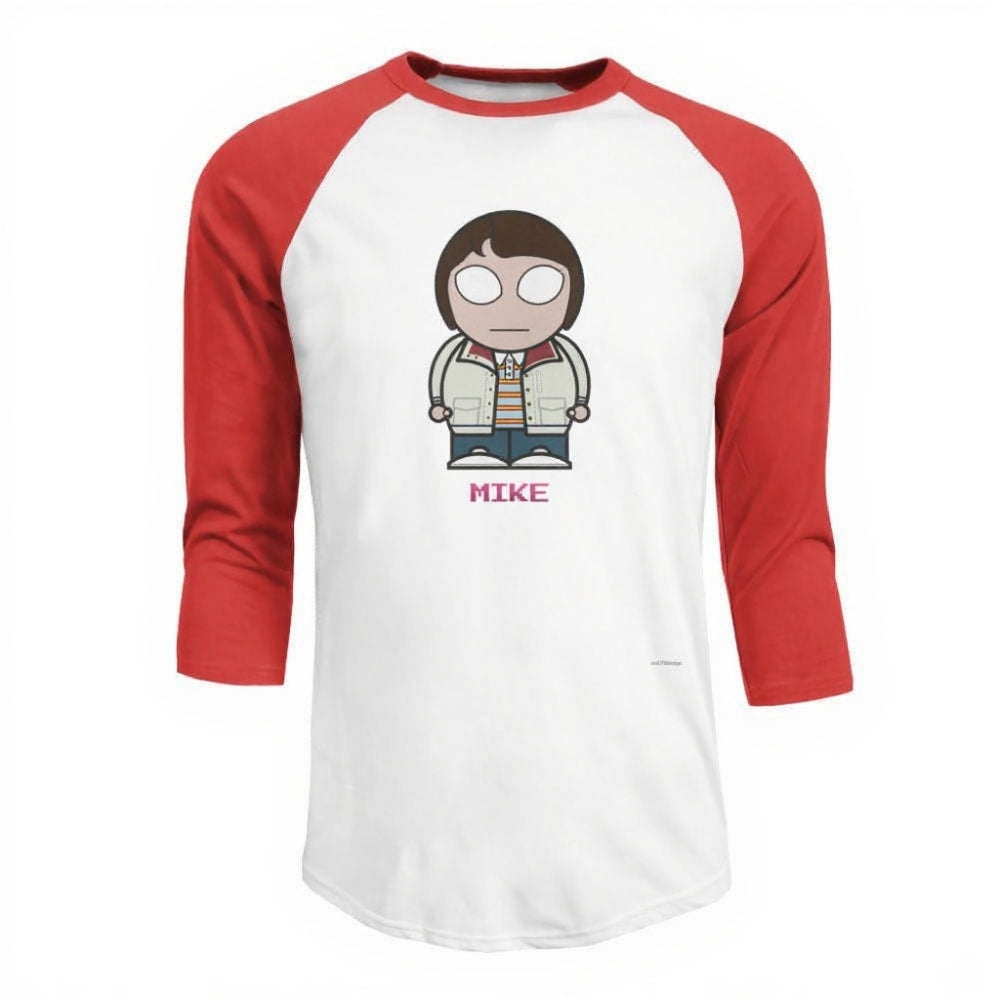 T-shirt homme baseball manches 3/4 Stranger Things Mike Wheeler – coloris Rouge