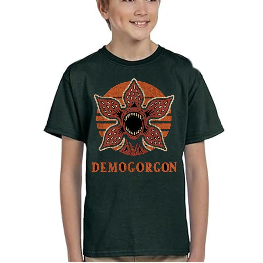 T-shirt enfant vert Stranger Things Demogorgon vu de face