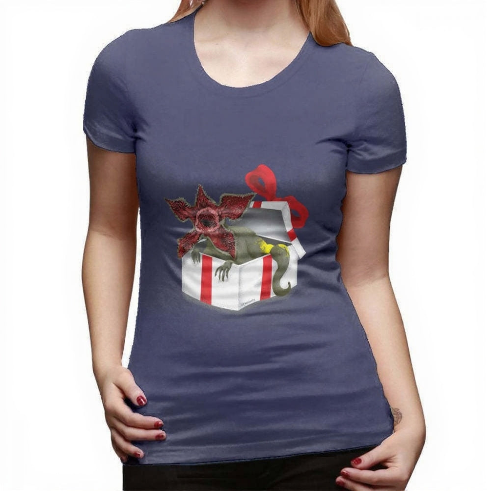 T-shirt femme Stranger Things Demogorgon cadeau de Noël – coloris Bleu marine