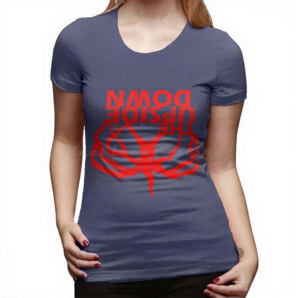 T-shirt femme Stranger Things Upside Down miroir – coloris Bleu marine