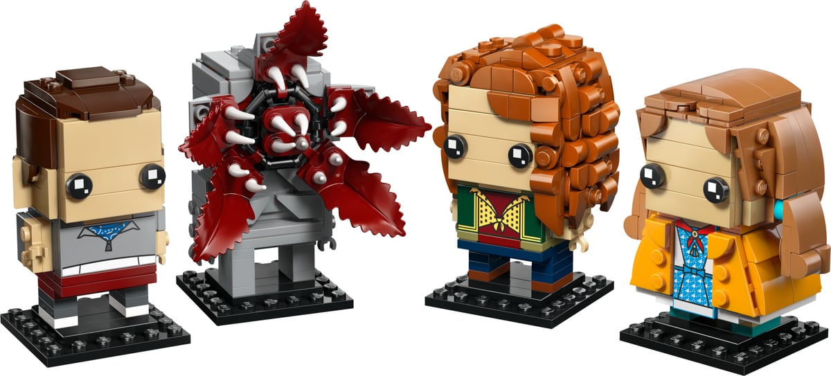 Set LEGO BrickHeadz Stranger Things Onze, Max, Demogorgon et Holly 40879 (584 pièces) vu de face