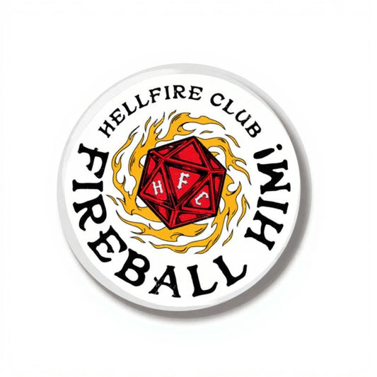 Badge 44 mm Stranger Things Hellfire Club Fireball vu de face