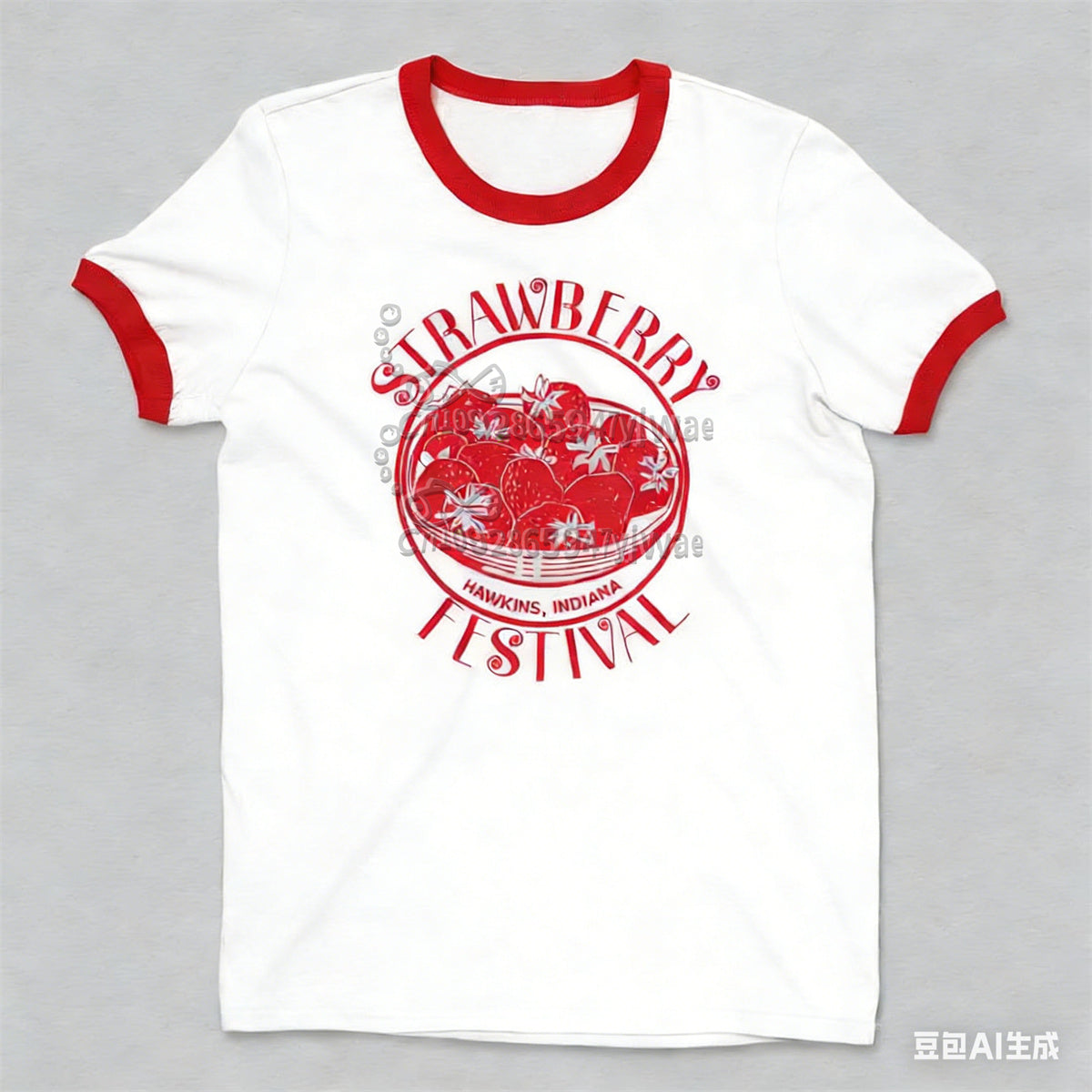 T-shirt homme ringer Stranger Things Strawberry Festival Hawkins – coloris A25556-094-FM-W-0-C