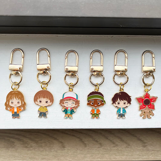 Lot de 6 porte-clés chibi Stranger Things série 1 vu de face
