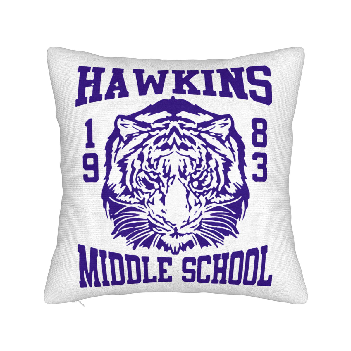 Housse de coussin Stranger Things Hawkins Middle School tigre vu de face
