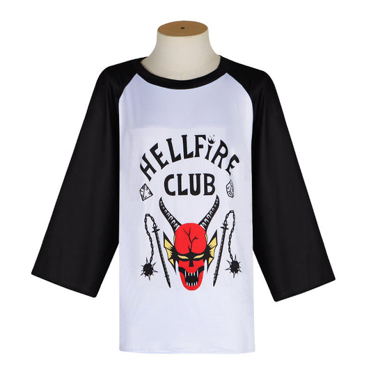 T-shirt homme Stranger Things Hellfire Club manches raglan vu de face