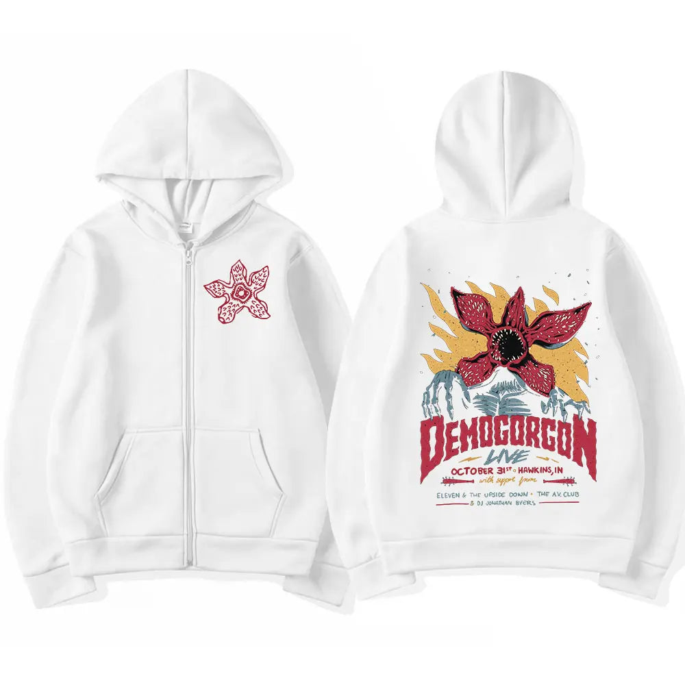 Sweat zippé Stranger Things Demogorgon Live – coloris Blanc