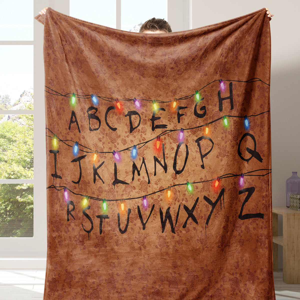 Plaid Stranger Things mur alphabet guirlande vu de face