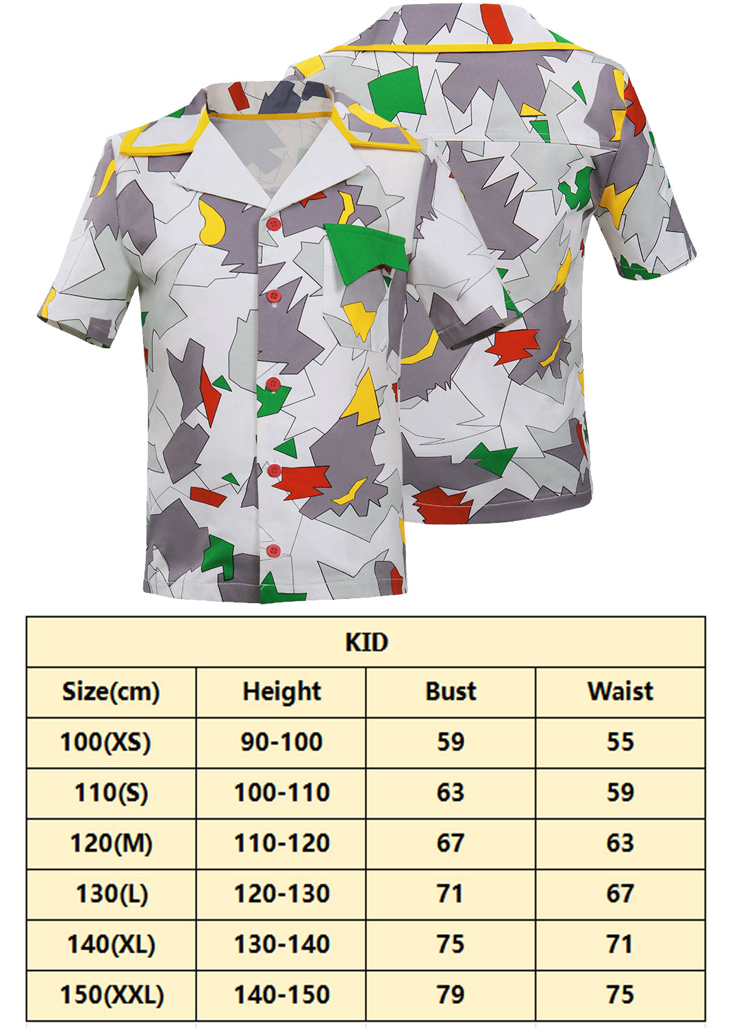 Chemise hawaïenne Stranger Things Dustin Henderson enfant et adulte vu de face