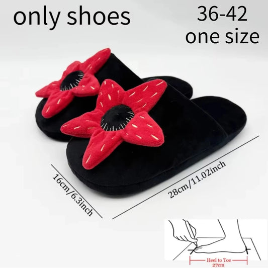 Chaussons Stranger Things Demogorgon corolle rouge vu de face