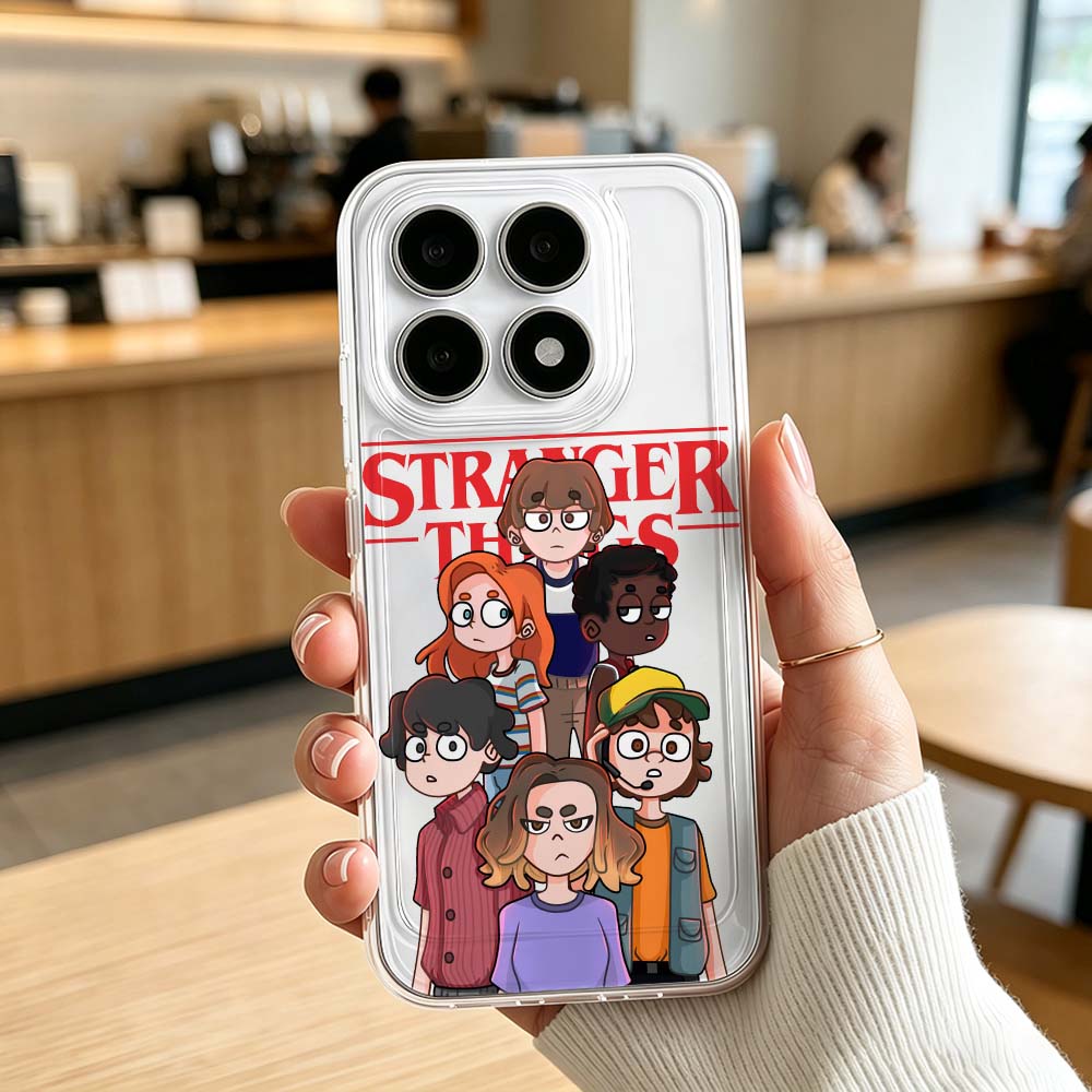 Coque Xiaomi transparente Stranger Things Friends Don't Lie vu de face