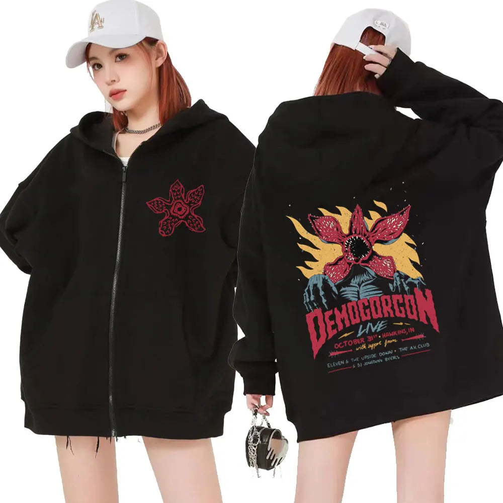 Sweat zippé Stranger Things Demogorgon Live – coloris Noir