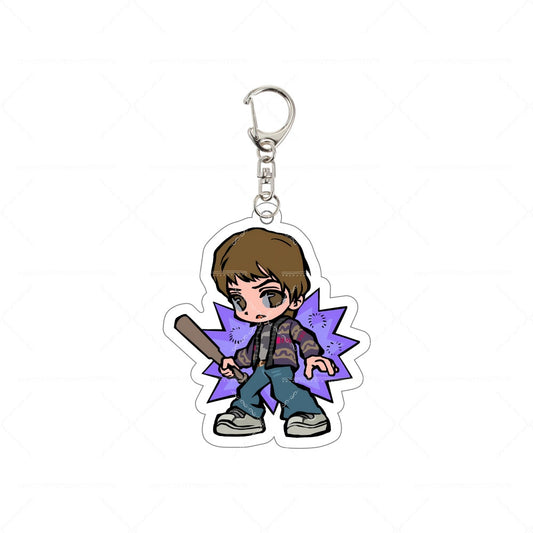 Porte-clés chibi 6 cm Stranger Things Steve Harrington et sa batte vu de face
