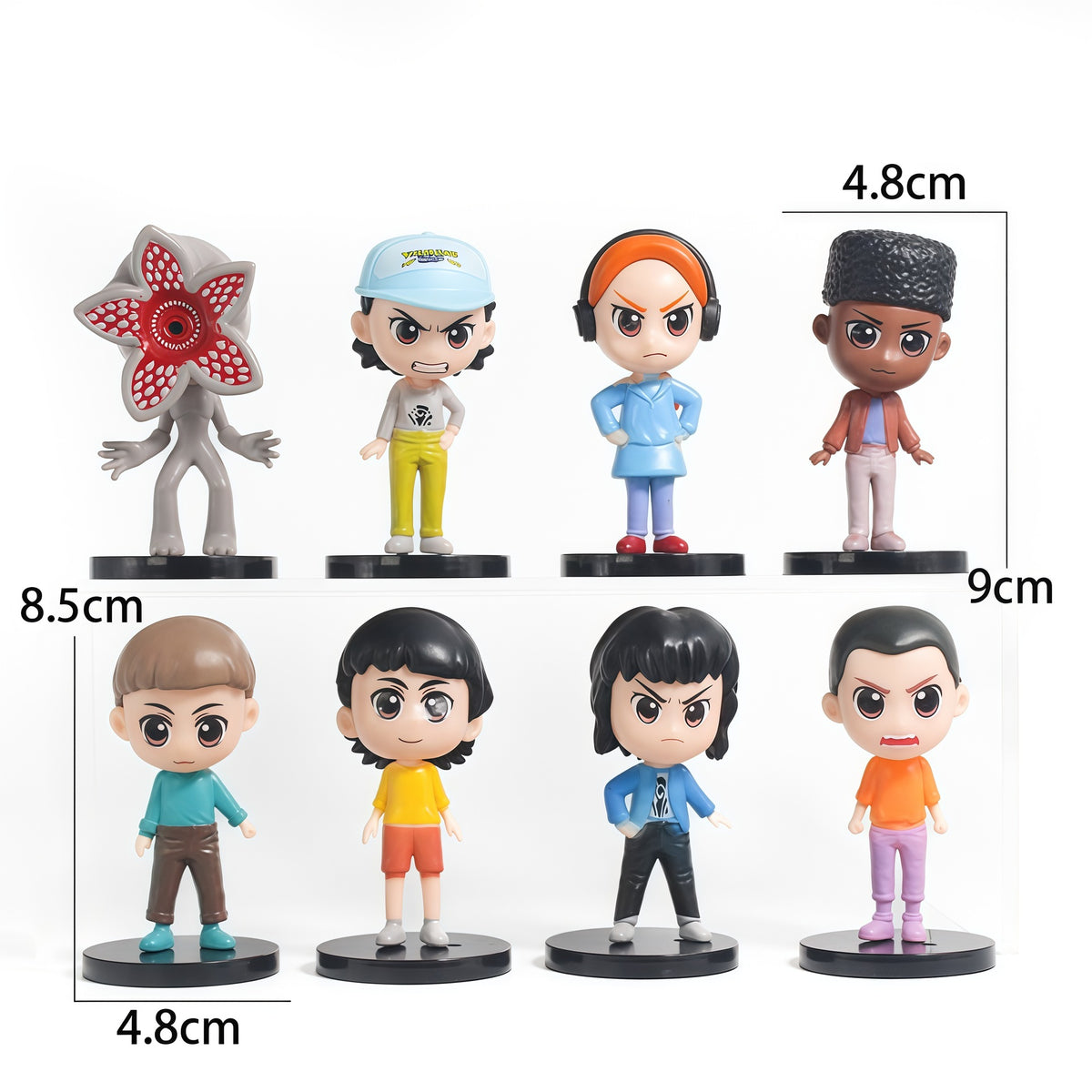 Lot de 8 figurines Stranger Things la bande de Hawkins série B vu de face