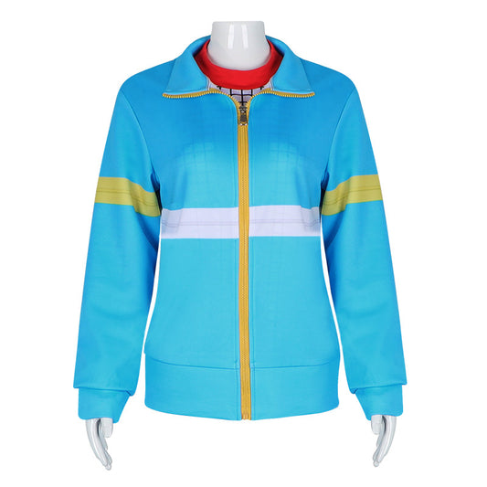 Ensemble cosplay Stranger Things style Max Mayfield veste et chemise vu de face
