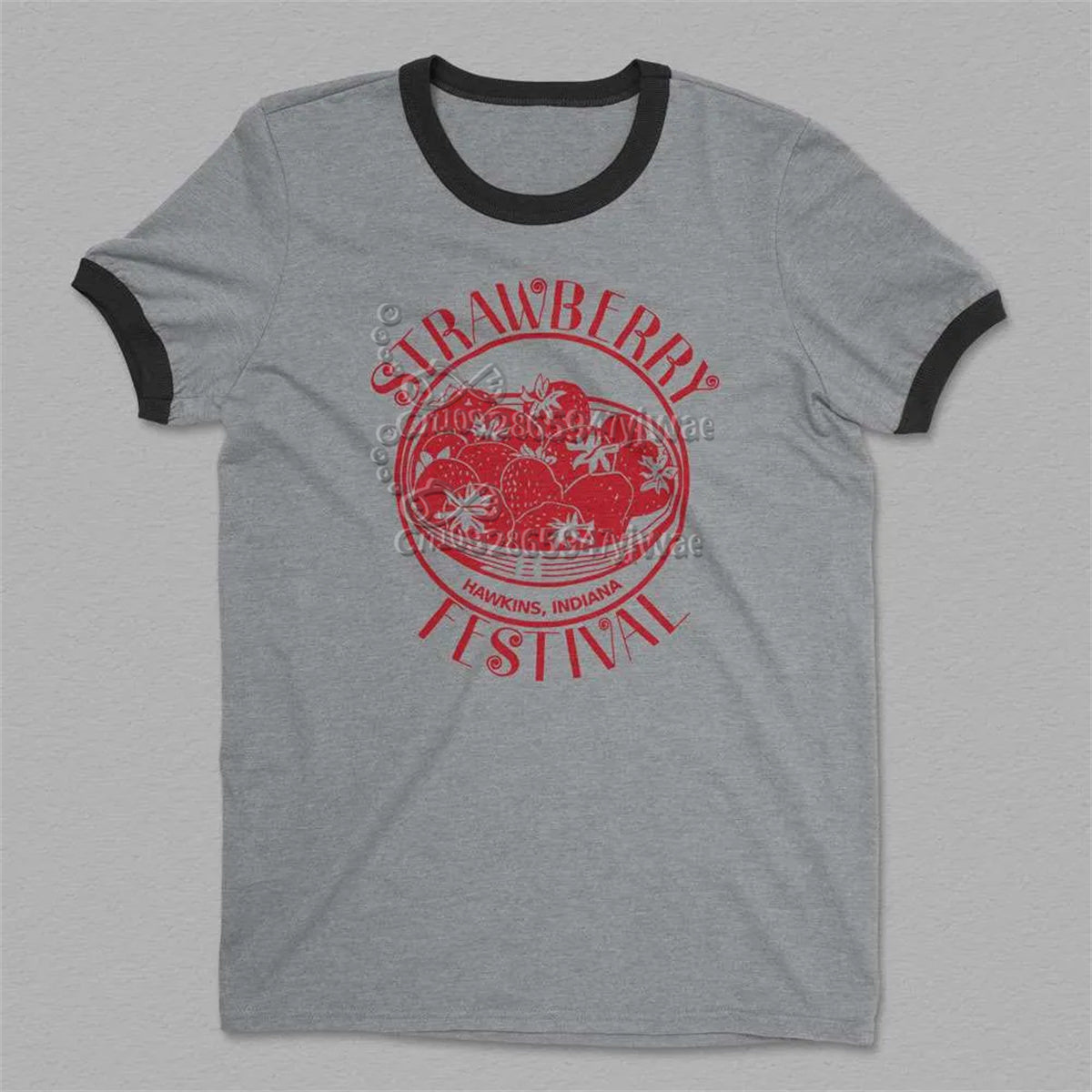 T-shirt homme ringer Stranger Things Strawberry Festival Hawkins – coloris A25560-094-FM-W-0-C