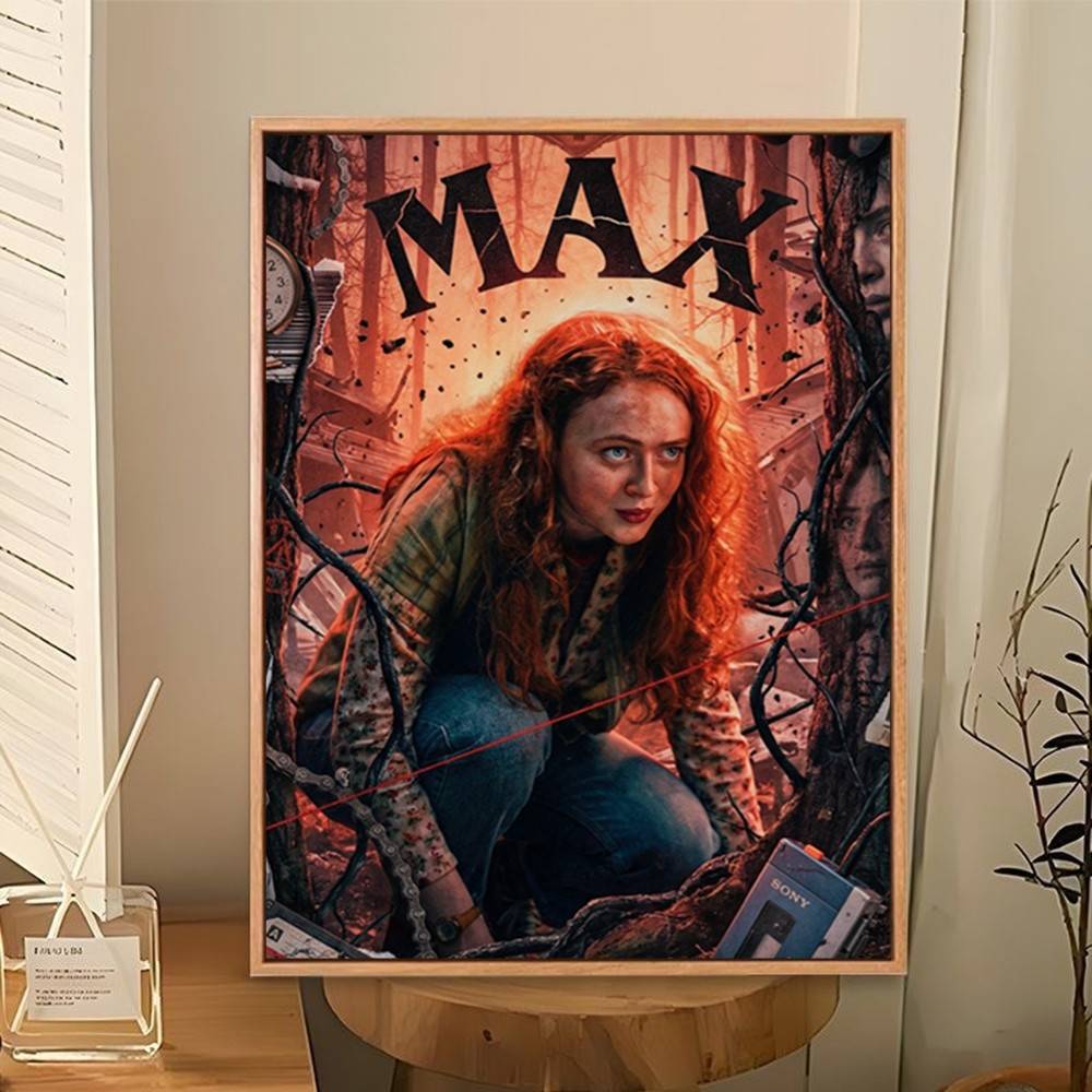 Poster adhésif Stranger Things Max collage dessiné vu de face