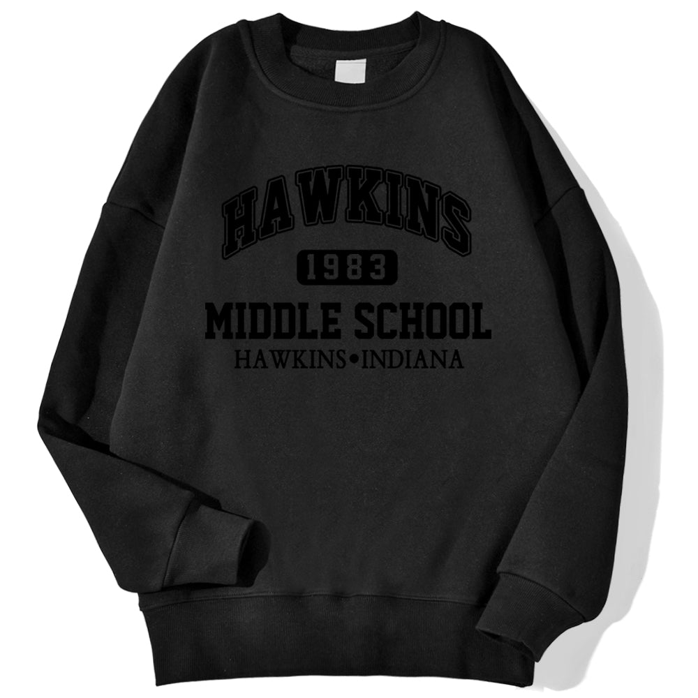 Sweat Stranger Things Hawkins Middle School homme – coloris Noir