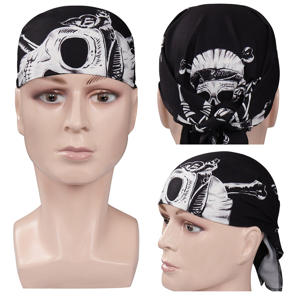 Bandana Stranger Things crâne style Eddie Munson noué vu de face