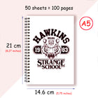 Quaderno A5 Stranger Things Hawkins Strange School bianco