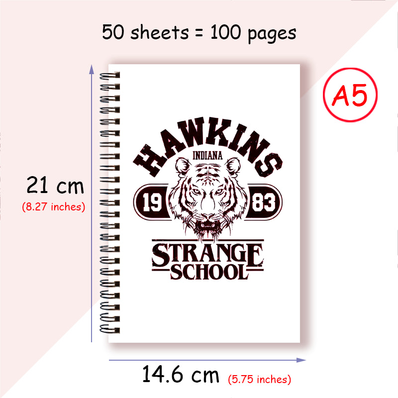 Carnet A5 Stranger Things Hawkins Strange School blanc vu de face