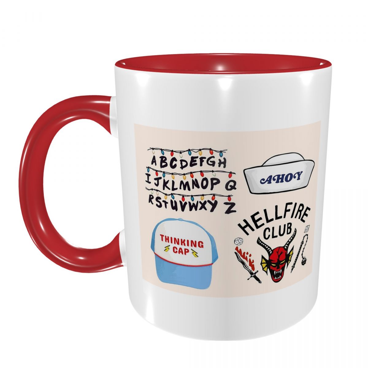 Mug Stranger Things mur alphabet et Hellfire Club – coloris Rouge