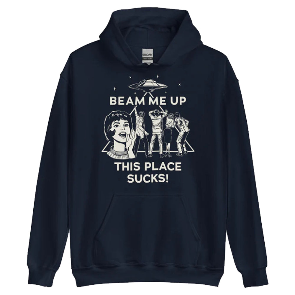 Sweat à capuche Stranger Things Beam Me Up This Place Sucks – coloris Bleu marine