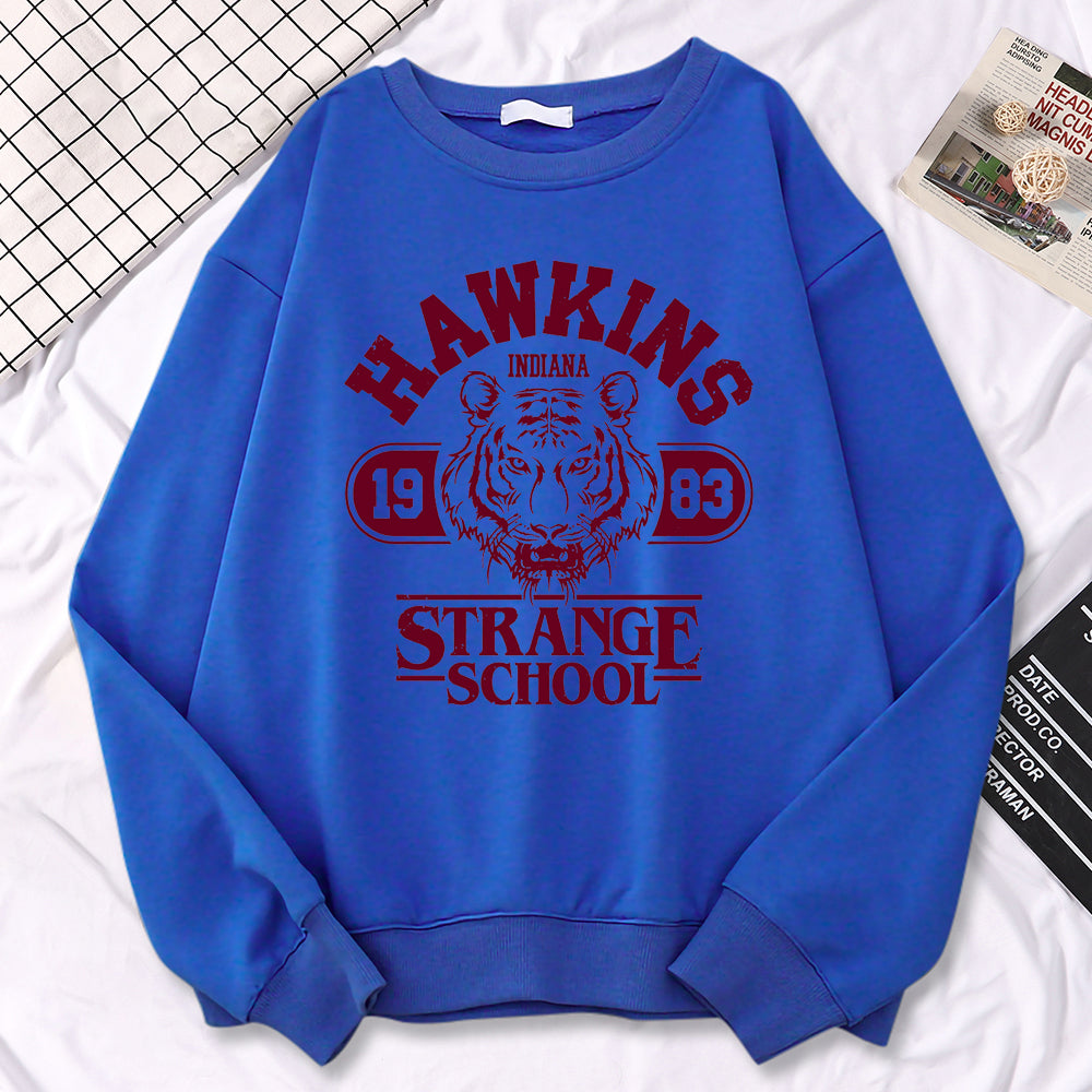 Sweat Stranger Things Hawkins 1983 Strange School – coloris Bleu