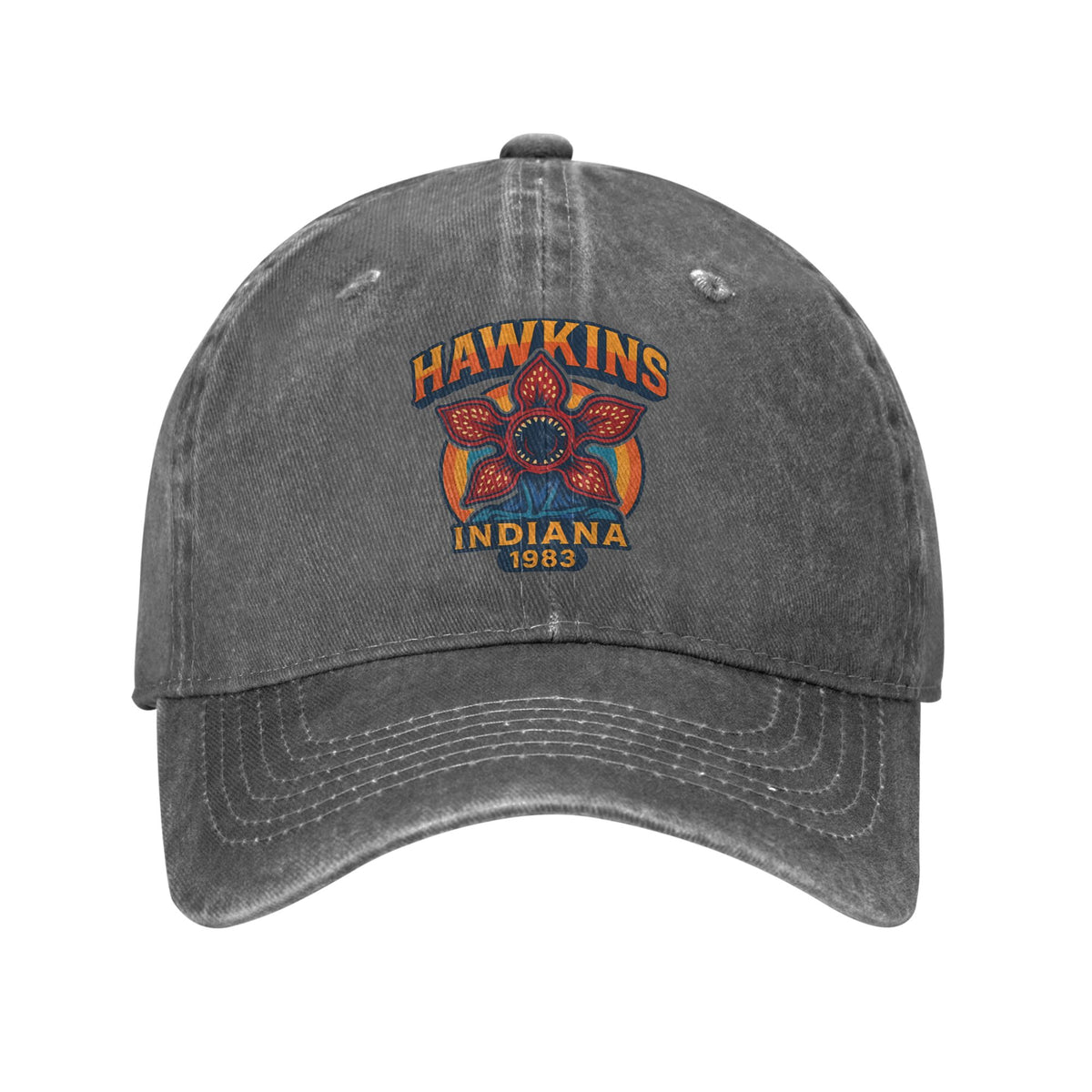 Casquette délavée Stranger Things Hawkins Indiana 1983 – coloris Gris