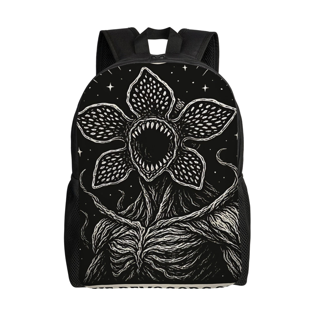 Sac à dos Stranger Things Demogorgon croquis noir et blanc vu de face