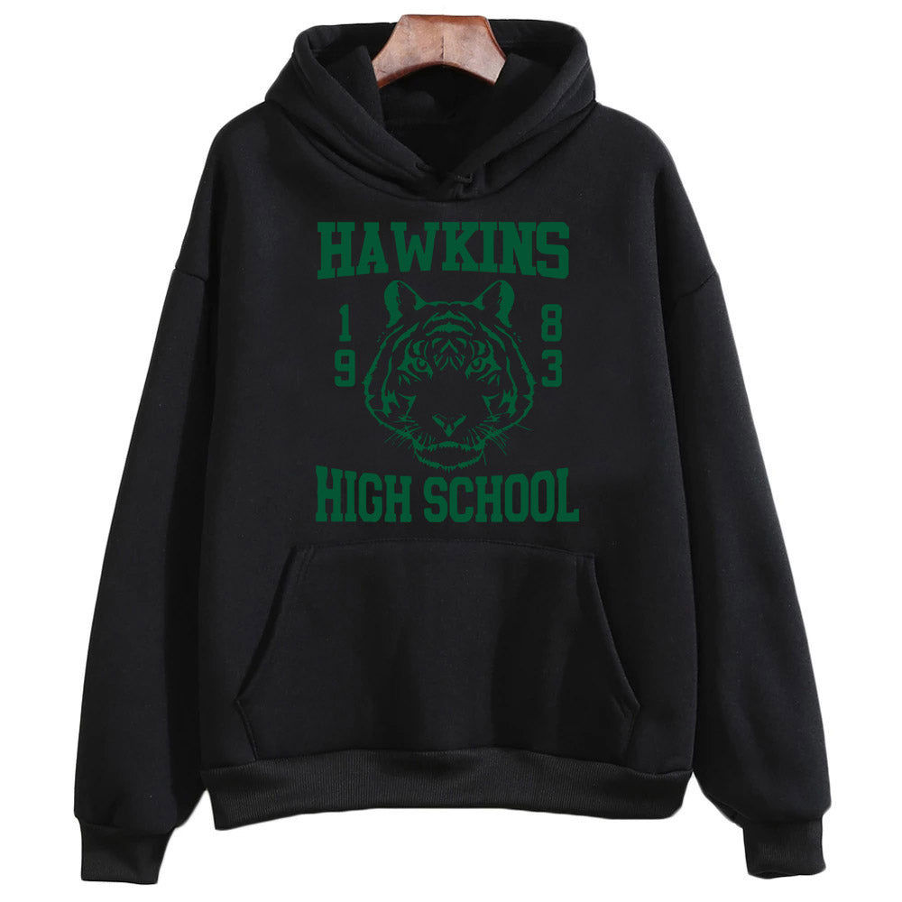 Sweat à capuche Stranger Things Hawkins High School tigre – coloris Noir