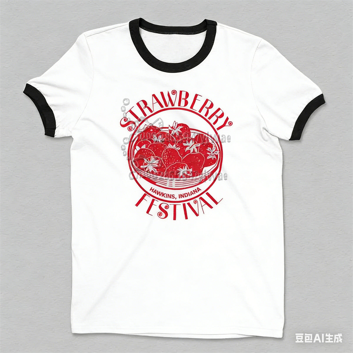 T-shirt homme ringer Stranger Things Strawberry Festival Hawkins – coloris A25555-094-FM-W-0-C