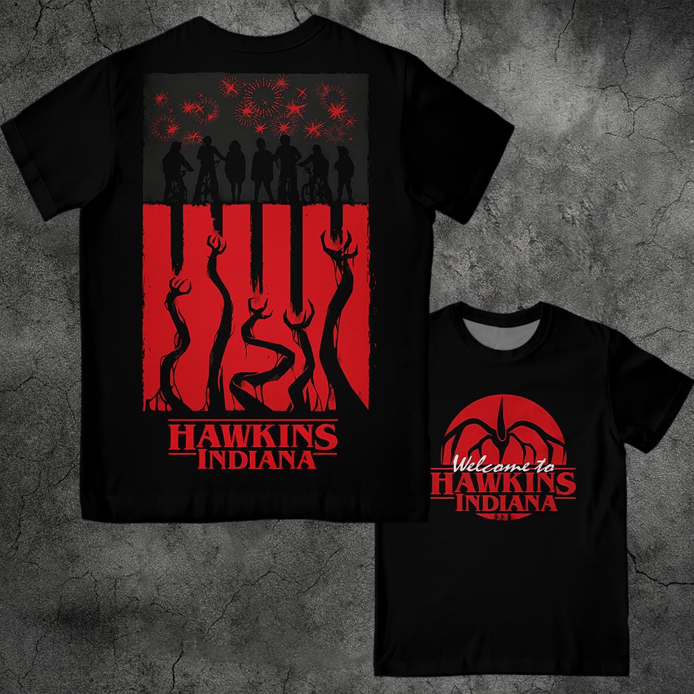 T-shirt homme Stranger Things Hawkins Indiana vu de face