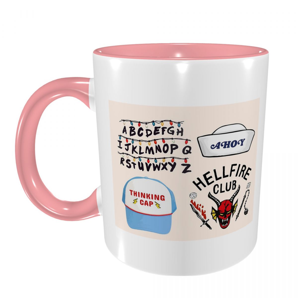 Mug Stranger Things mur alphabet et Hellfire Club – coloris Rose
