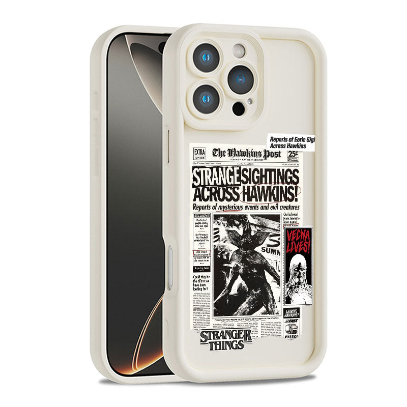 Coque iPhone silicone Stranger Things journal Hawkins Post – coloris Beige