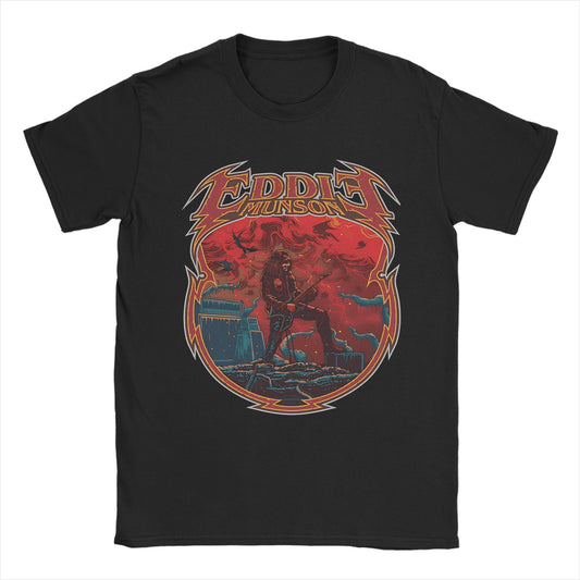 T-shirt homme Stranger Things Eddie Munson écusson vu de face