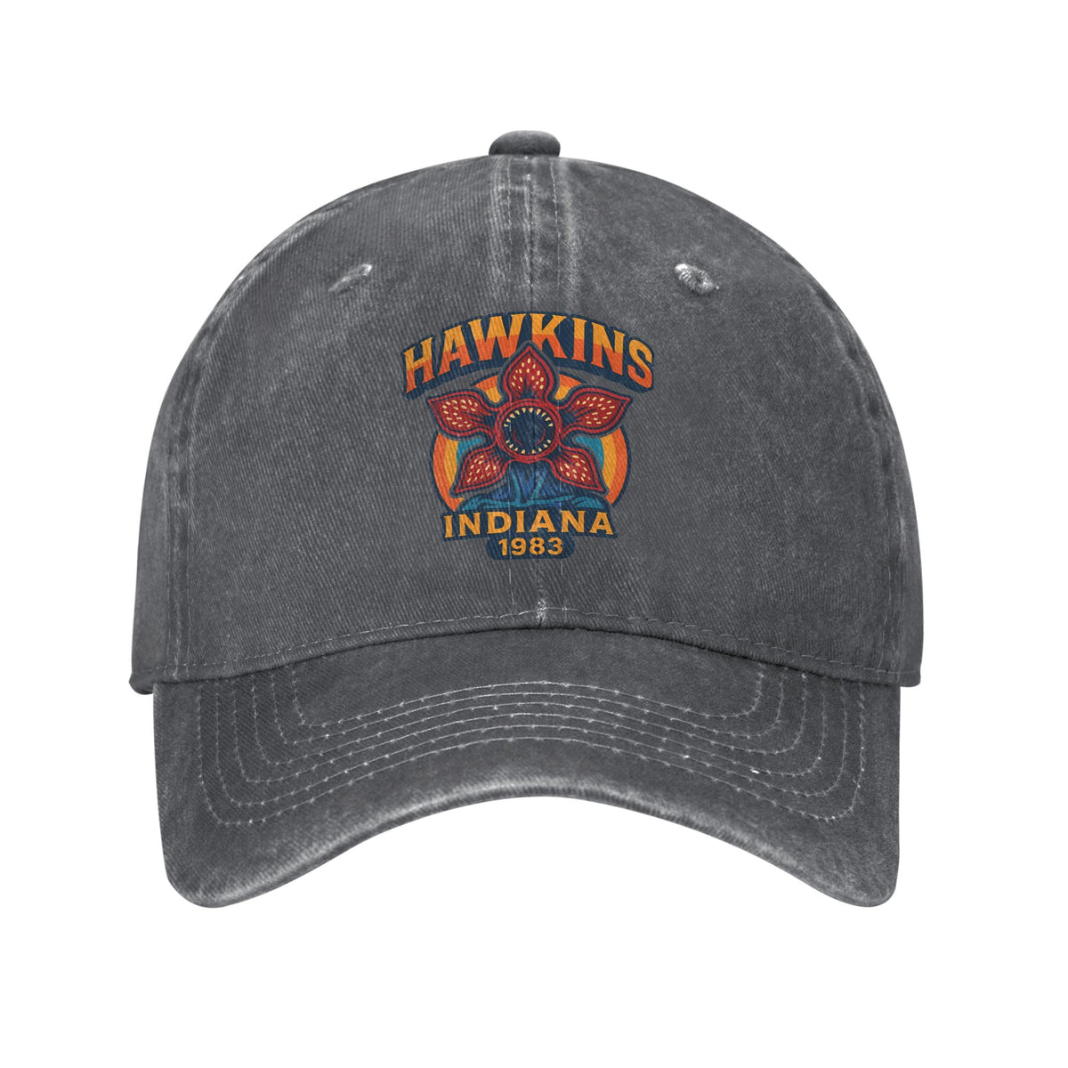 Casquette délavée Stranger Things Hawkins Indiana 1983 – coloris Gris foncé