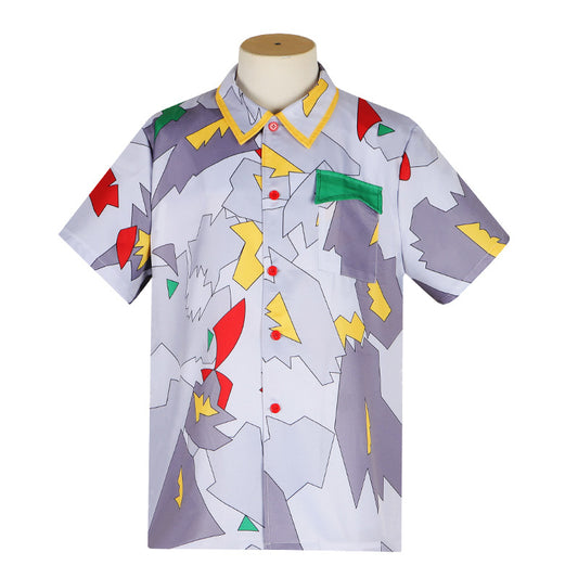 Chemise à motifs géométriques Stranger Things années 80 vu de face