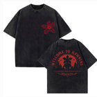 T-shirt da uomo slavata Stranger Things Welcome to Hawkins sottosopra