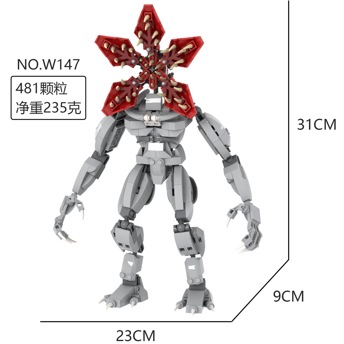 Figurine à construire Stranger Things Demogorgon blanc 481 pièces vu de face