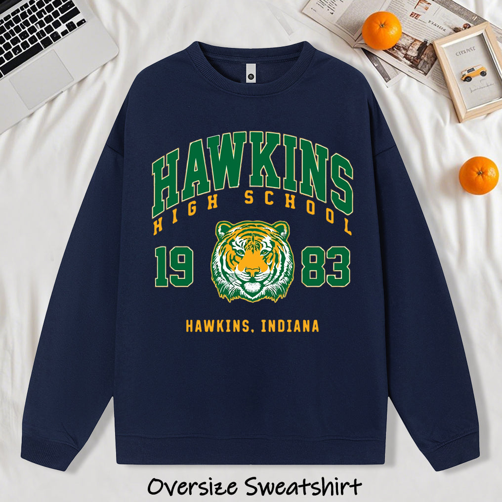 Sweat oversize Stranger Things Hawkins High School tigre – coloris Dark Blue