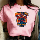 T-shirt da donna rosa Stranger Things Hawkins Indiana